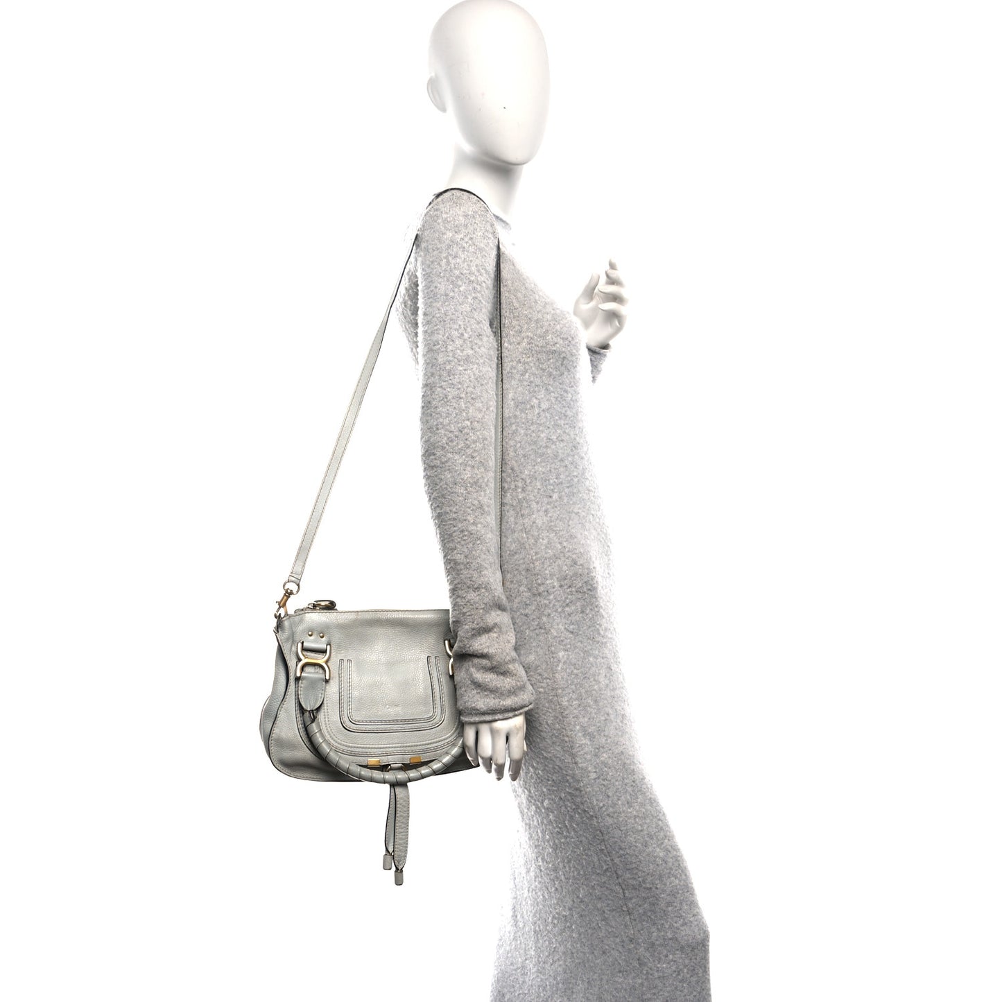 Calfskin Small Marcie Satchel Airy Grey