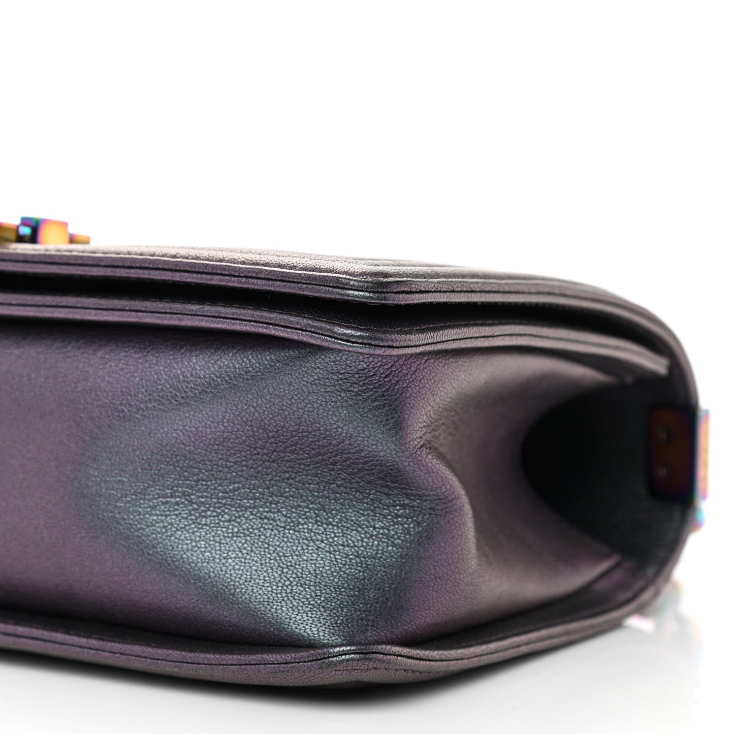 Iridescent Goatskin Quilted Medium Boy Flap Purple