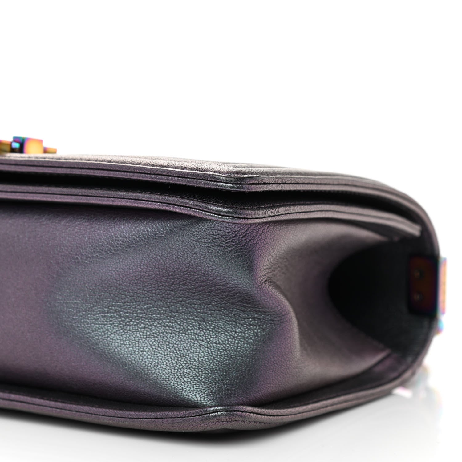 Chanel Iridescent Goatskin Quilted Medium Boy Flap Purple 10 of 10