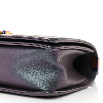 Chanel Iridescent Goatskin Quilted Medium Boy Flap Purple 10 of 10