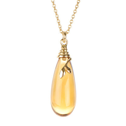 Tiffany 18K Yellow Gold Citrine Paloma Picasso Olive Leaf Pendant Necklace 3 of 6