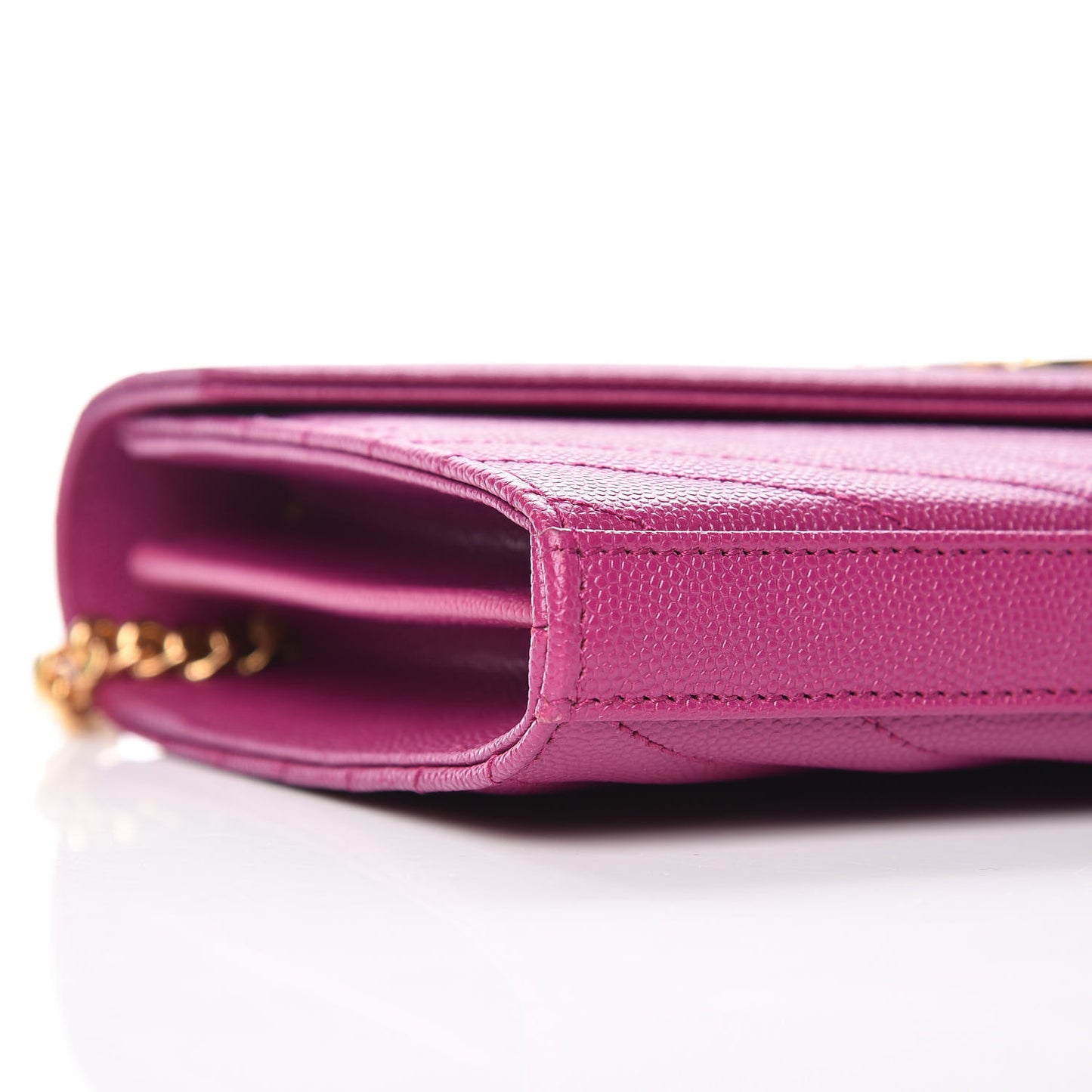 Grain De Poudre Matelasse Chevron Monogram Chain Wallet Dark Grape