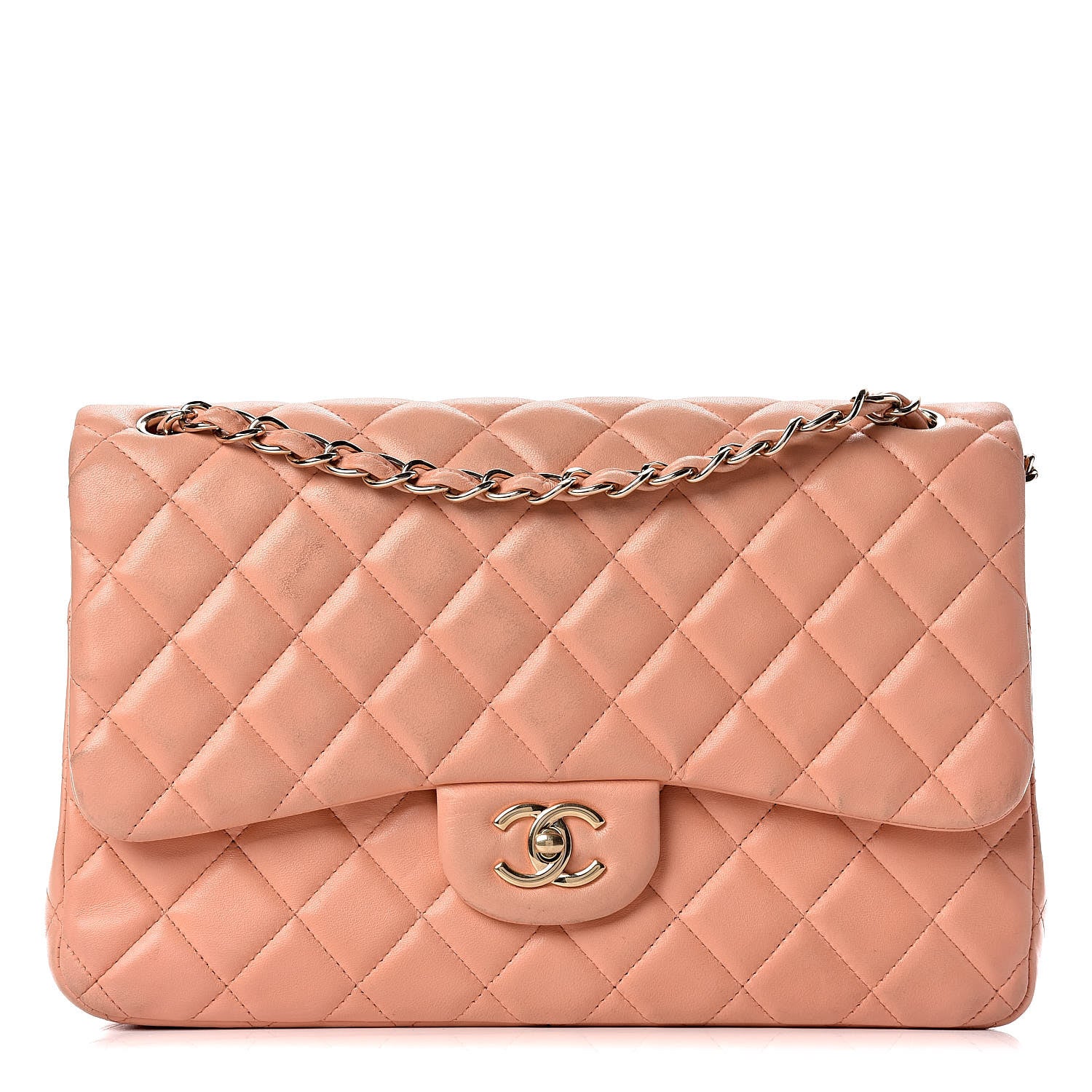 Chanel Lambskin Quilted Jumbo Double Flap Light Orange 1 of 37