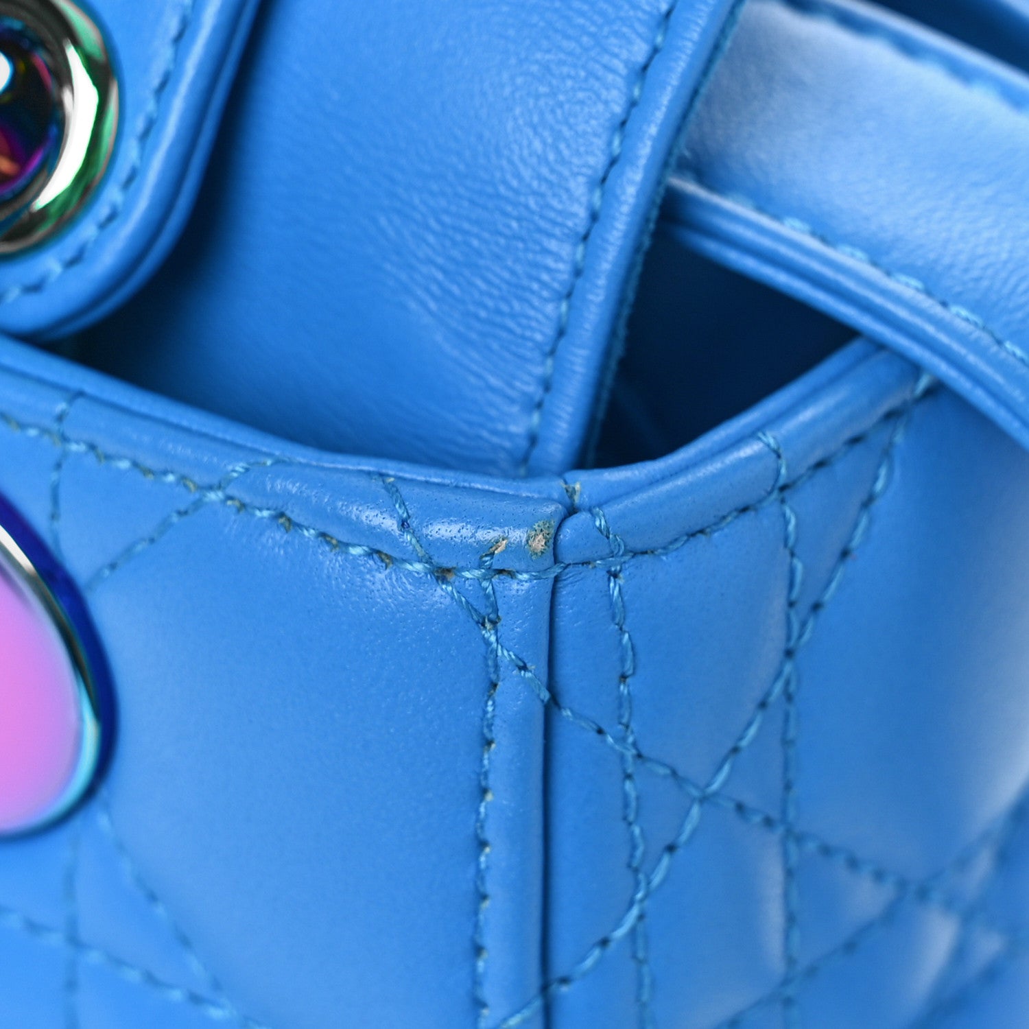 Christian Dior Lambskin Cannage Small Lady Dior Bright Blue 10 of 11