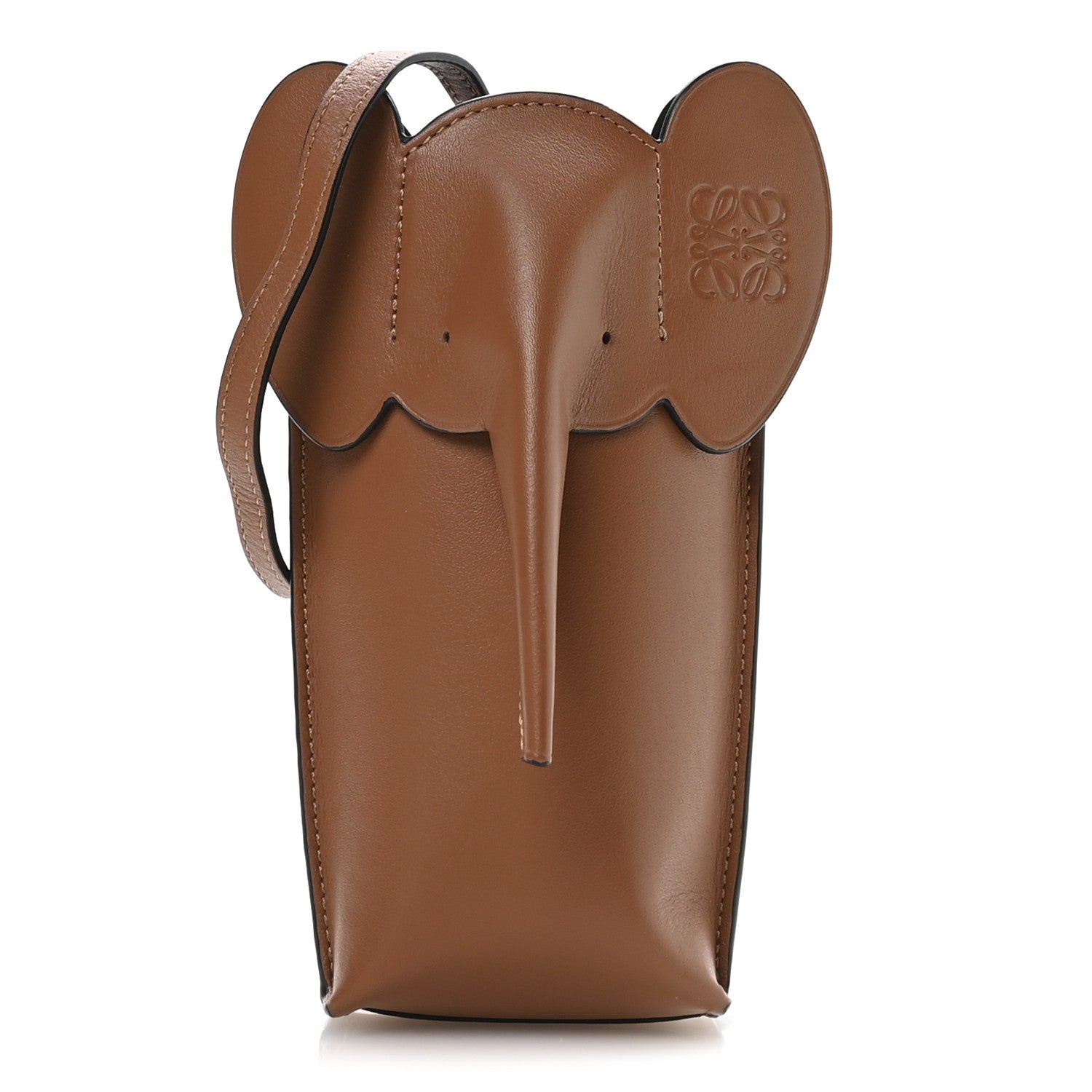 Loewe Calfskin Elephant Pouch Crossbody Bag Tan 1 of 10