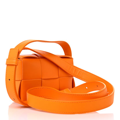 Bottega Veneta Lambskin Maxi Intrecciato Extra Mini Cassette Crossbody Bag Tangerine 3 of 10