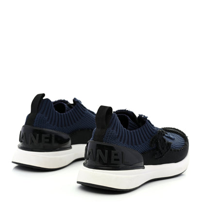 Chanel Fabric Logo Sneakers 36.5 Navy Black 4 of 9