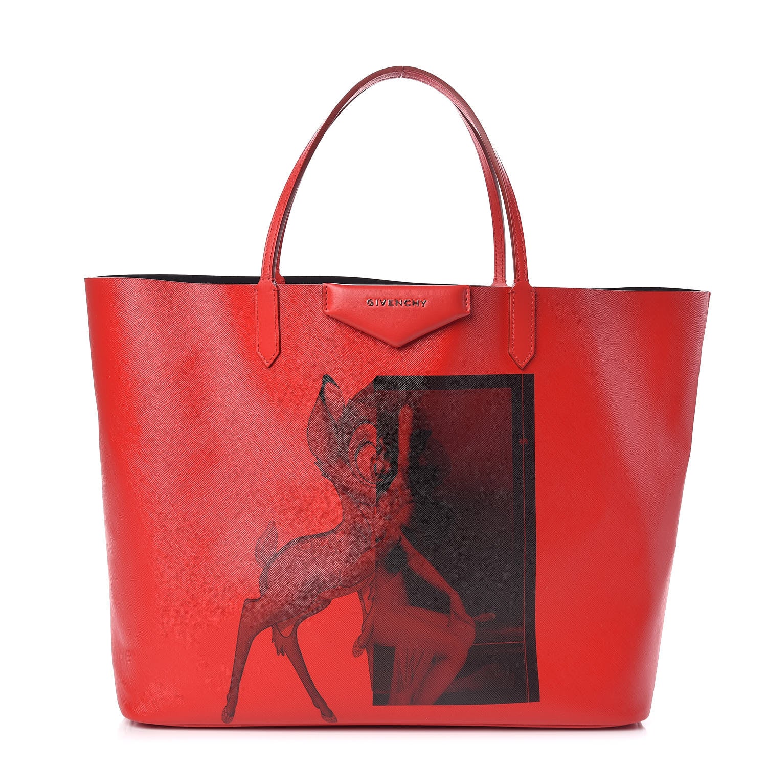 Givenchy Textured Coated Canvas Bambi Print Large Antigona Tote Red 3 of 12