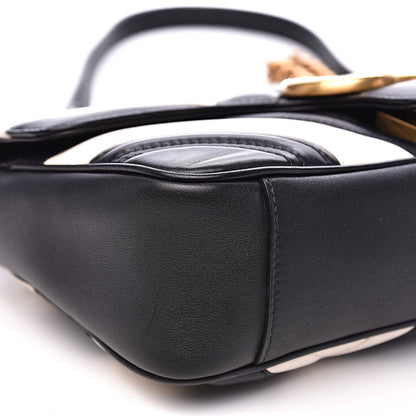 Gucci Calfskin Matelasse Small GG Marmont Shoulder Bag Black White 8 of 15