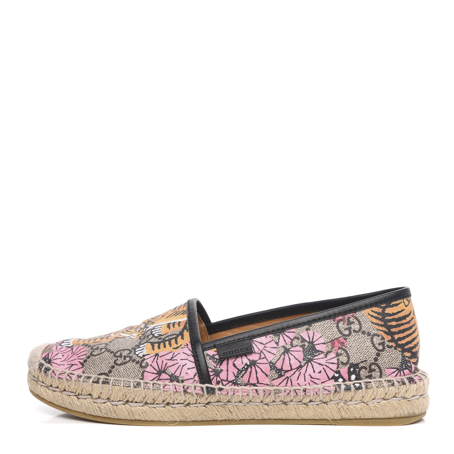 GG Supreme Monogram Bengal Espadrilles 37 Beige Crop Pink