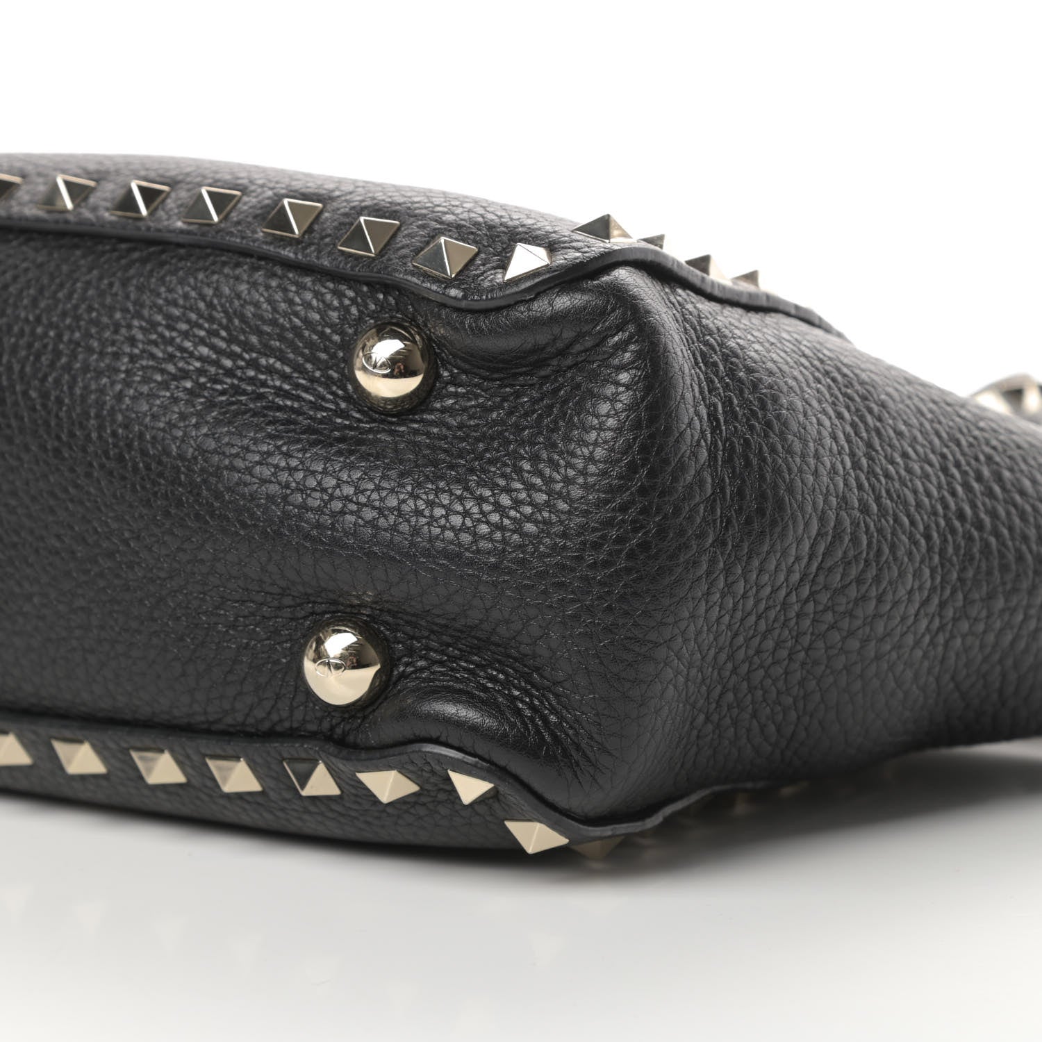 Valentino Garavani Pebbled Calfskin Mini Rockstud Tote Black 9 of 10