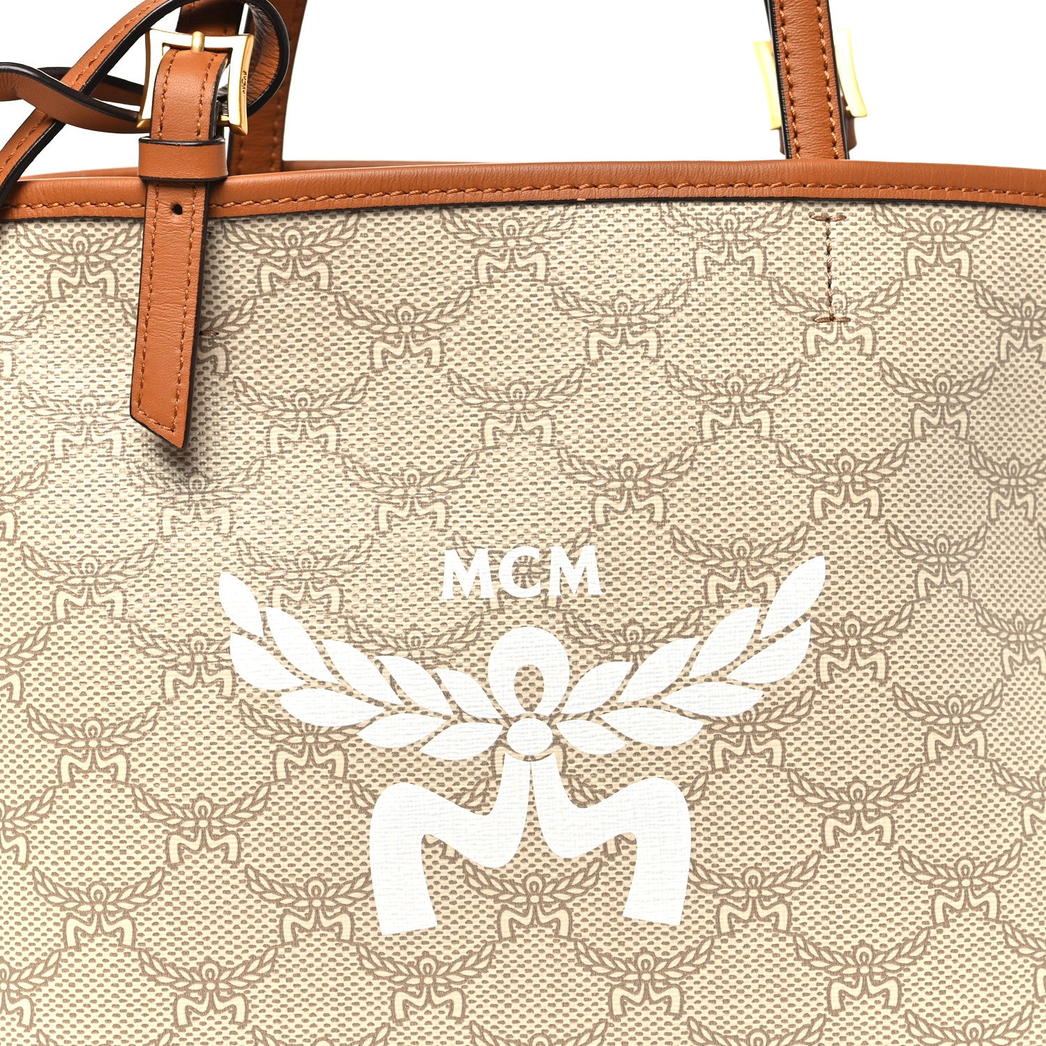MCM Lauretos Nappa Mini Himmel Shopper Tote Oatmeal 7 of 9