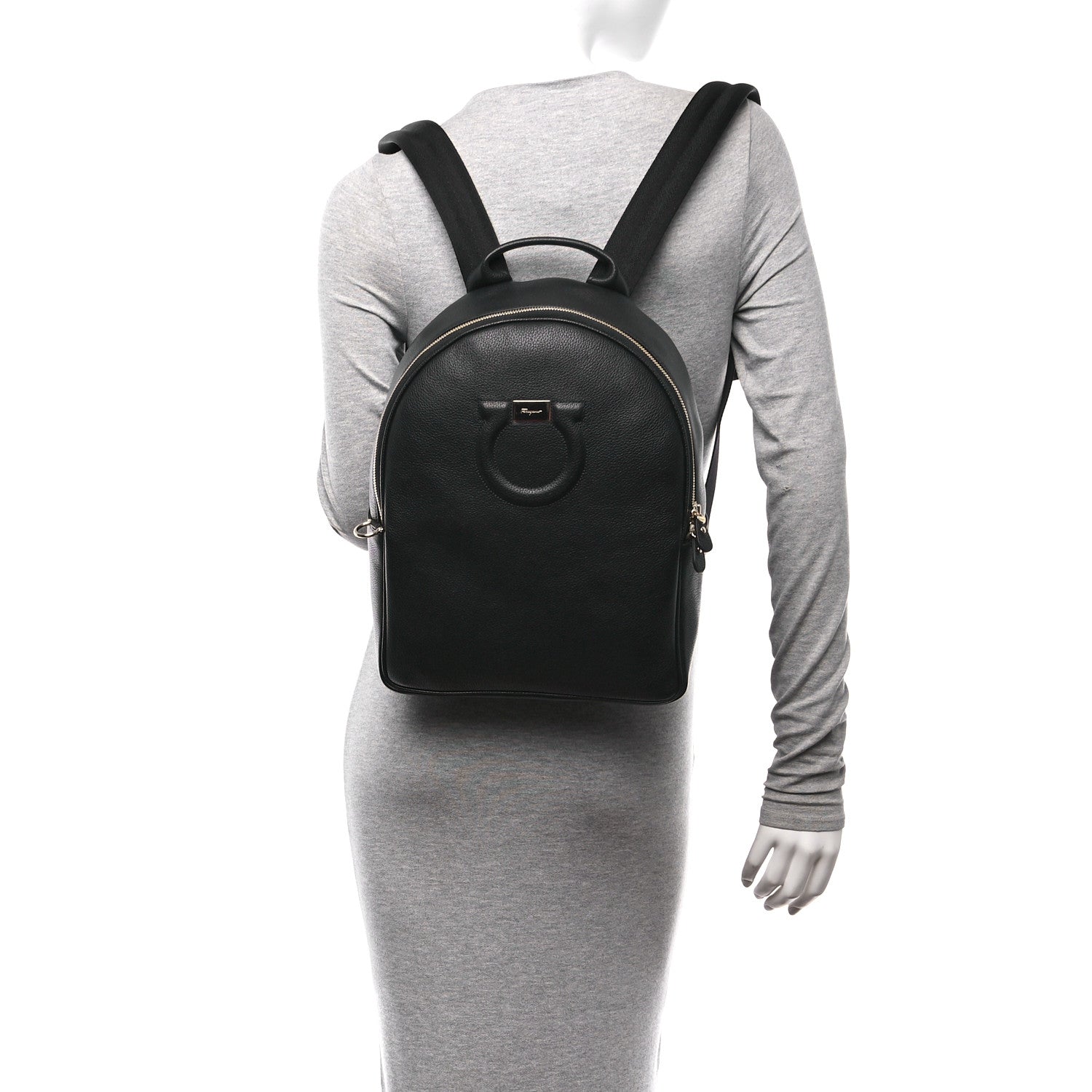 Salvatore Ferragamo Calfskin Gancio XL City Backpack Black 2 of 11