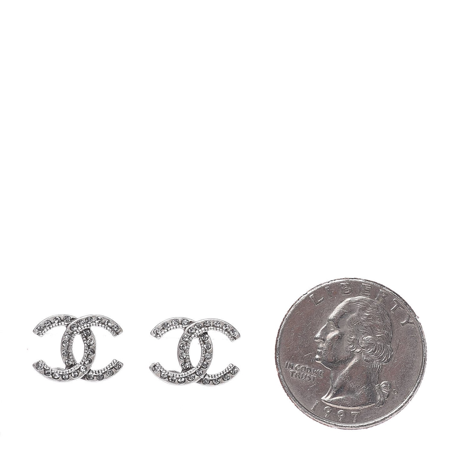 Crystal Royal Flush CC Stud Earrings Silver