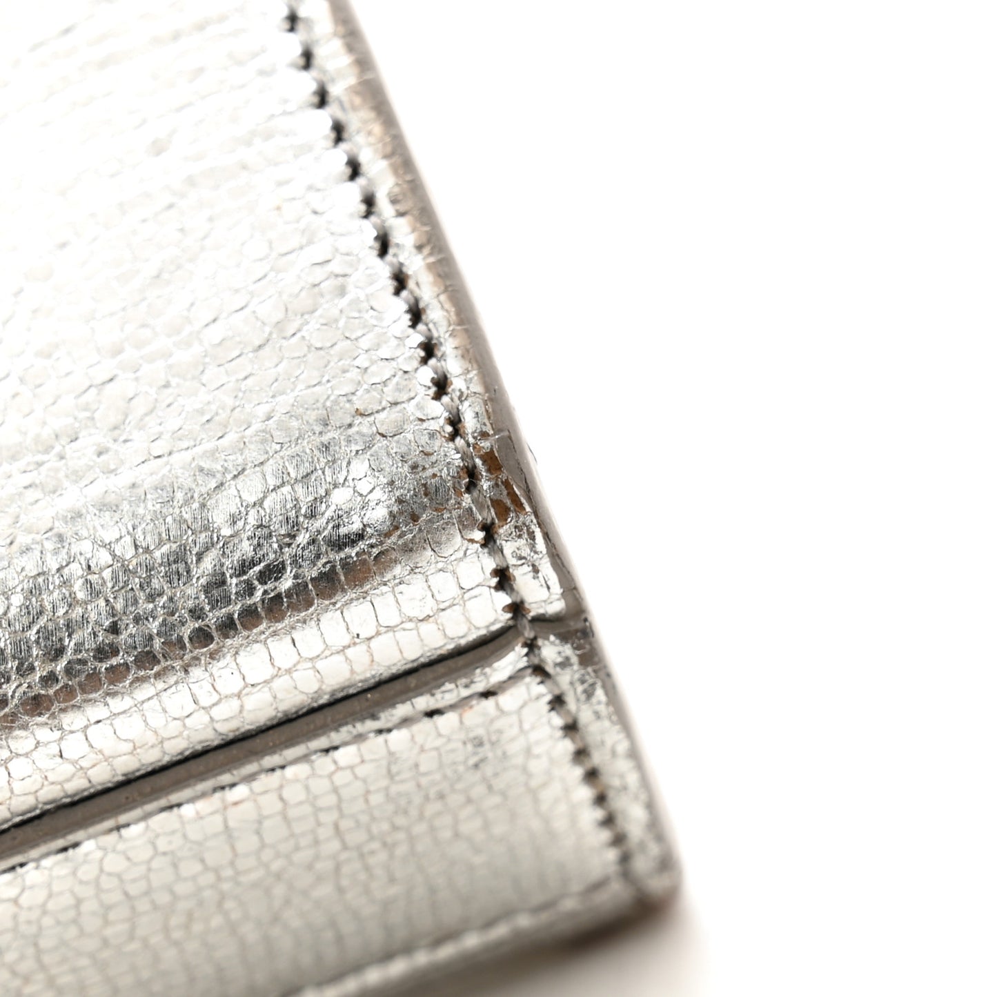 Textured Metallic Calfskin Classic Monogram Cassandre Clutch Silver