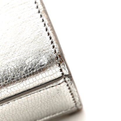 Saint Laurent Textured Metallic Calfskin Classic Monogram Cassandre Clutch Silver 12 of 16