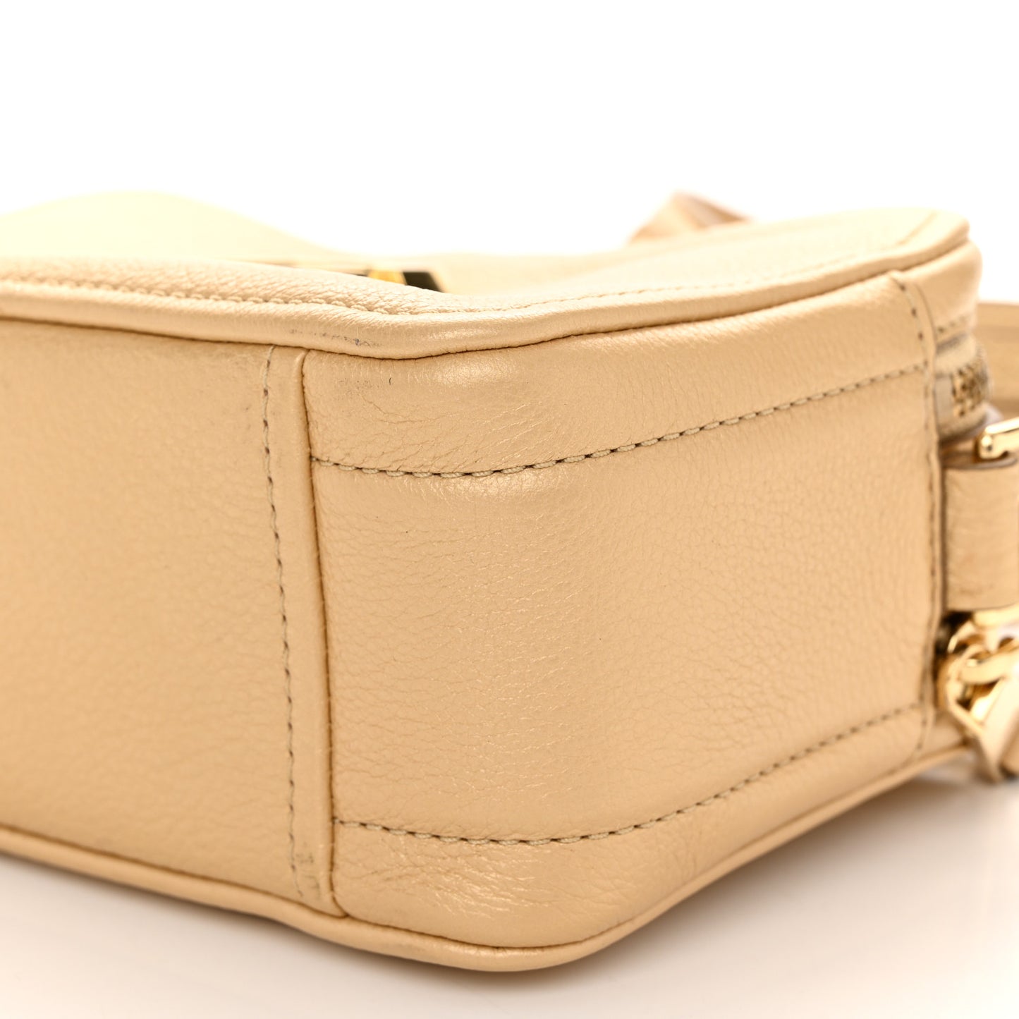 Pearlized Supple Natural Grain Calfskin The Softshot 21 Bag Gold