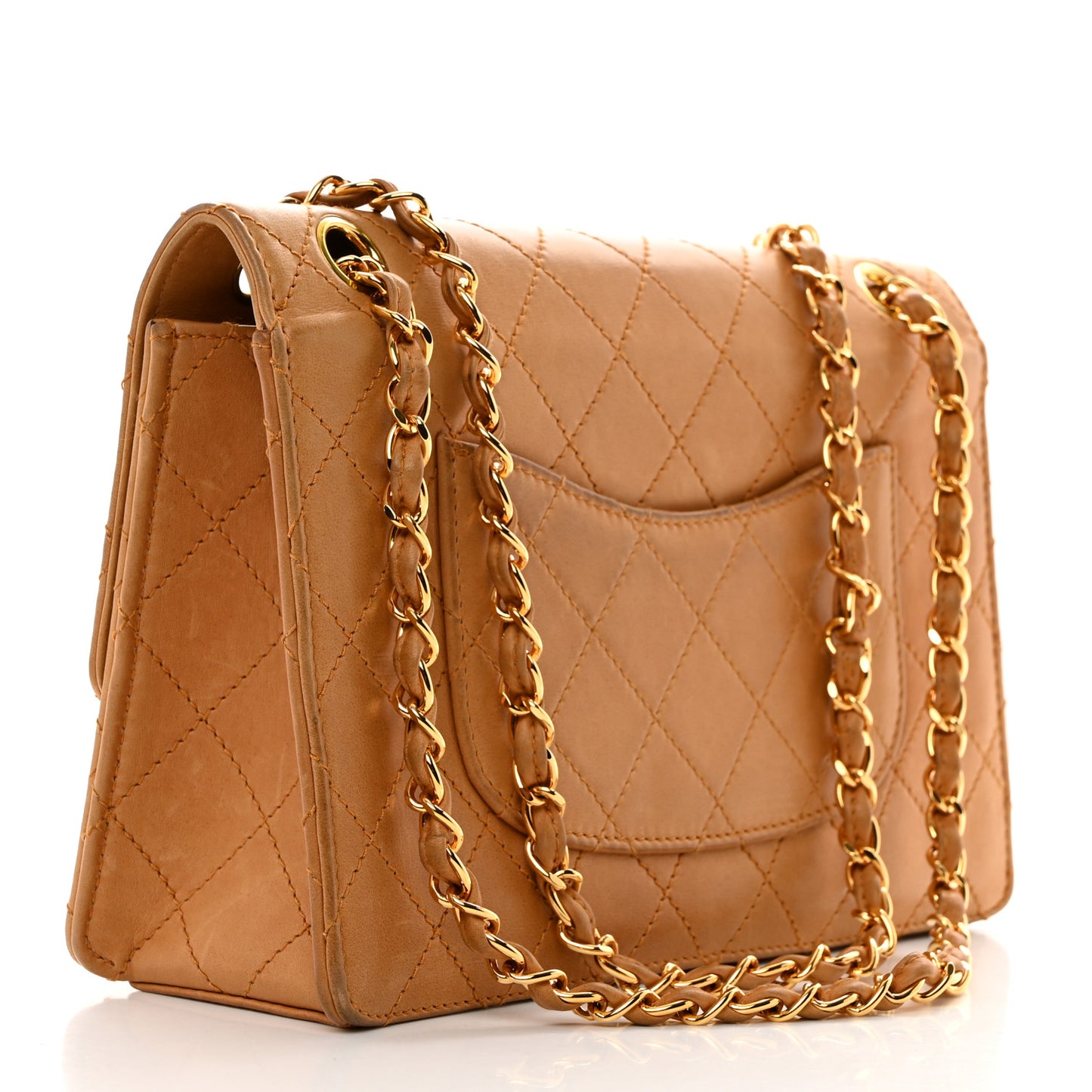 Lambskin Quilted Small Single Flap Beige