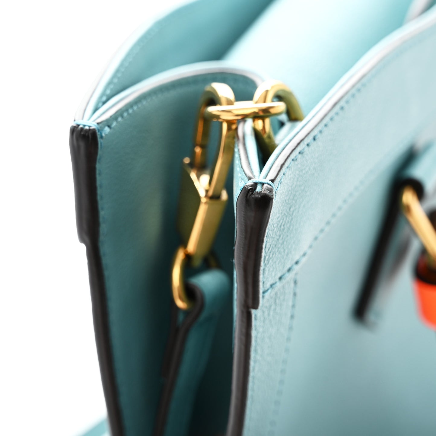 Wonka Grain Calfskin Medium Diana Tote Bag Dusty Azure Orange Fluo