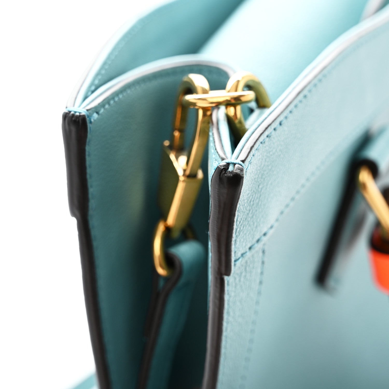 Gucci Wonka Grain Calfskin Medium Diana Tote Bag Dusty Azure Orange Fluo 16 of 16