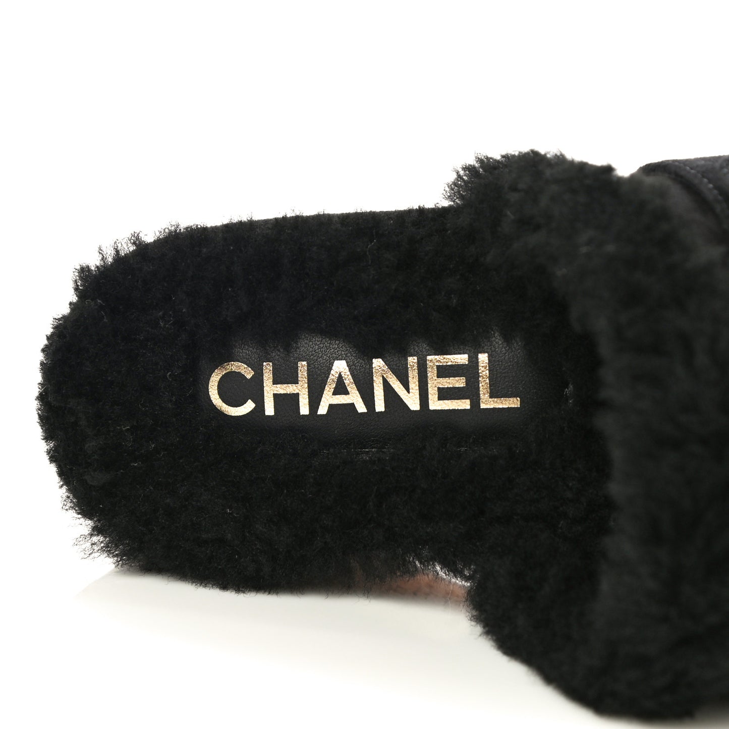 Suede Calfskin Shearling Turn Lock Clogs 39 Black