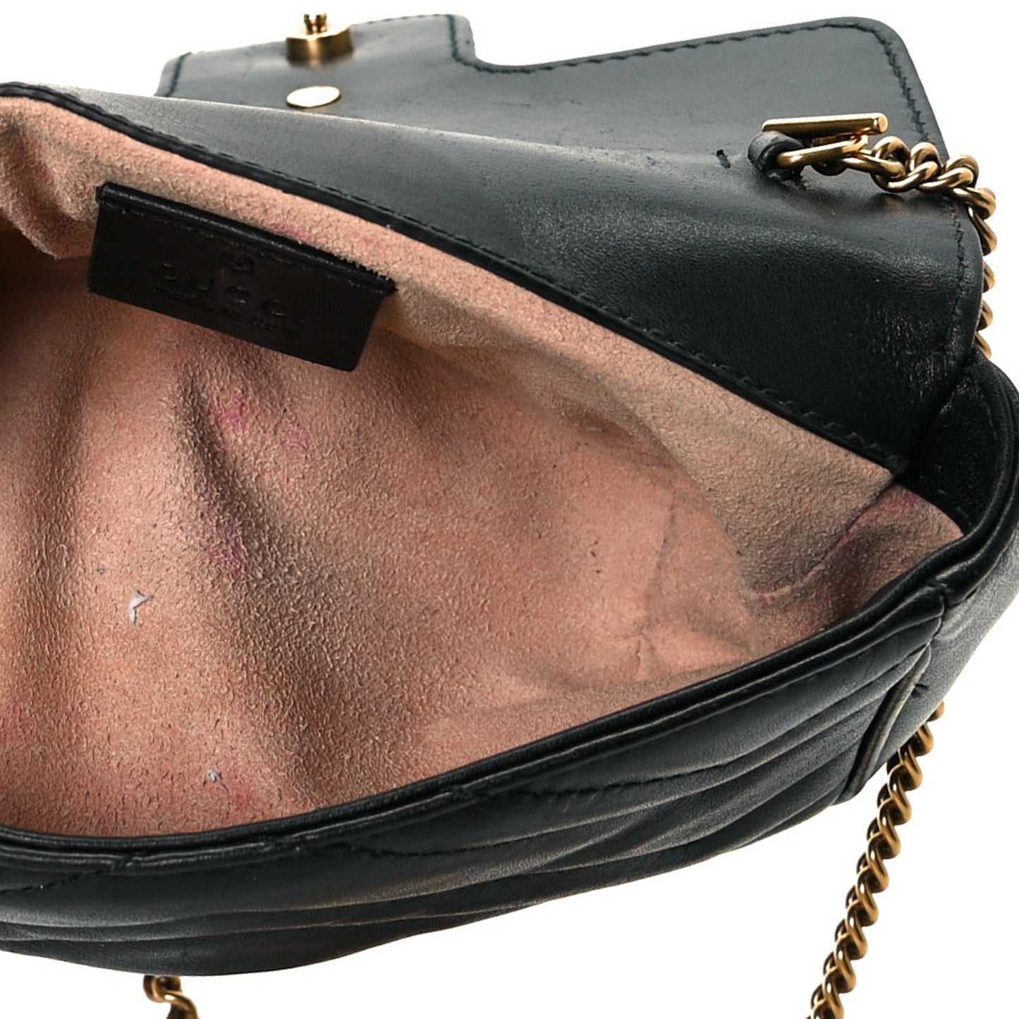 Calfskin Matelasse Super Mini GG Marmont Shoulder Bag Black