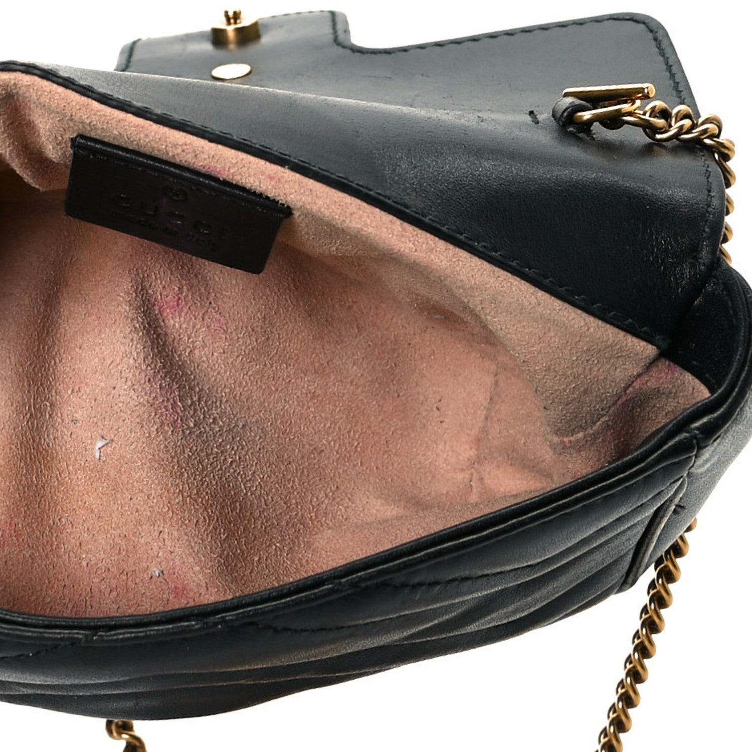 Gucci Calfskin Matelasse Super Mini GG Marmont Shoulder Bag Black 4 of 6