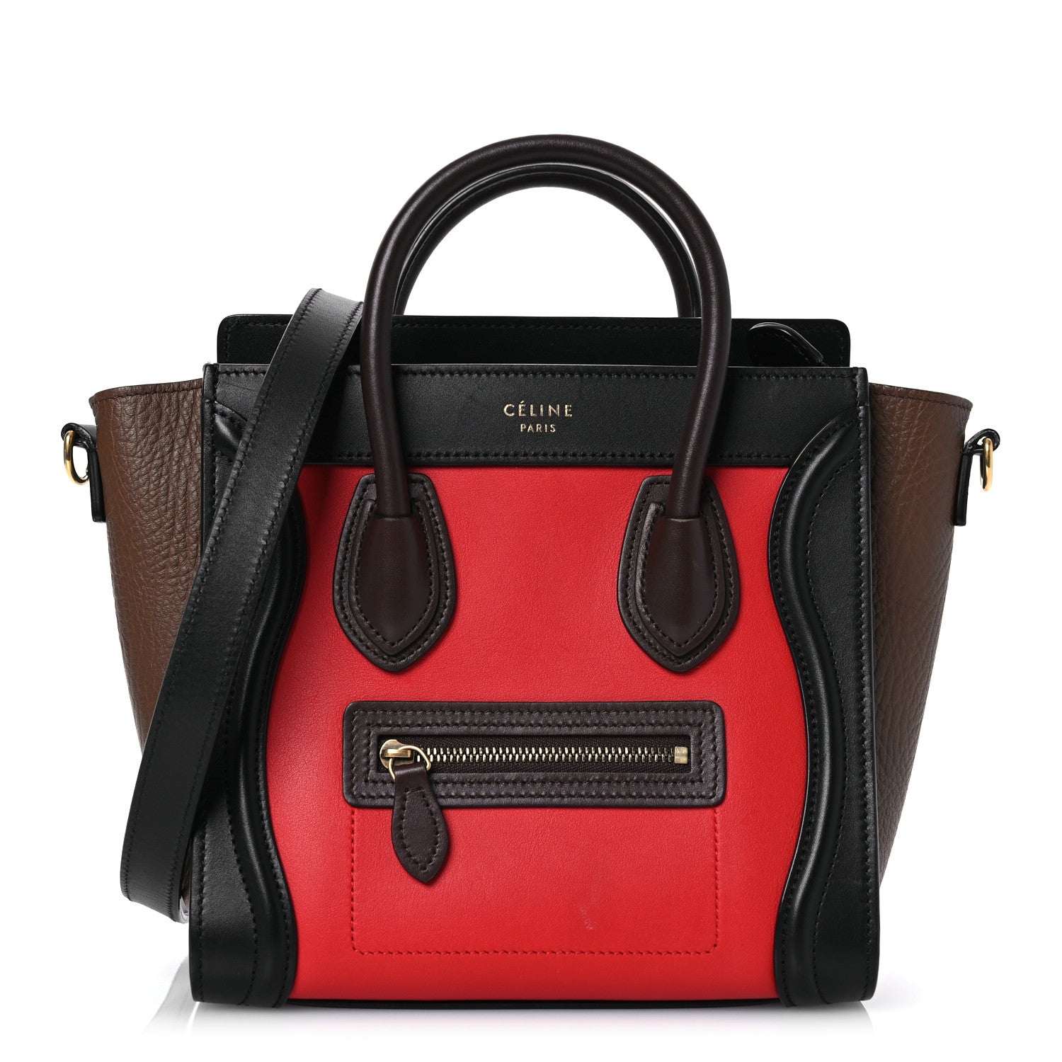 Celine Smooth Calfskin Bullhide Nano Tri-Color Luggage Bright Red 1 of 14