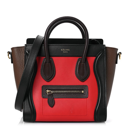 Celine Smooth Calfskin Bullhide Nano Tri-Color Luggage Bright Red 1 of 14