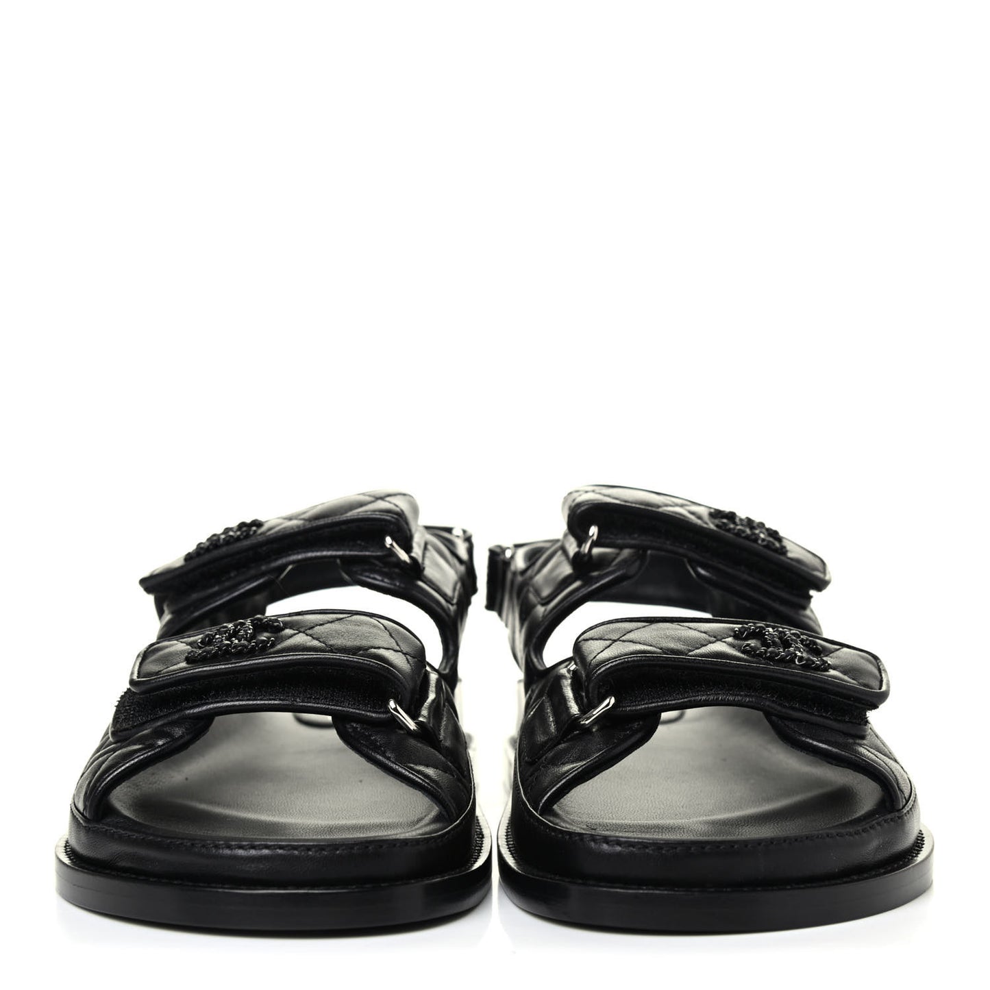Lambskin Velcro Dad Sandals 38 Black