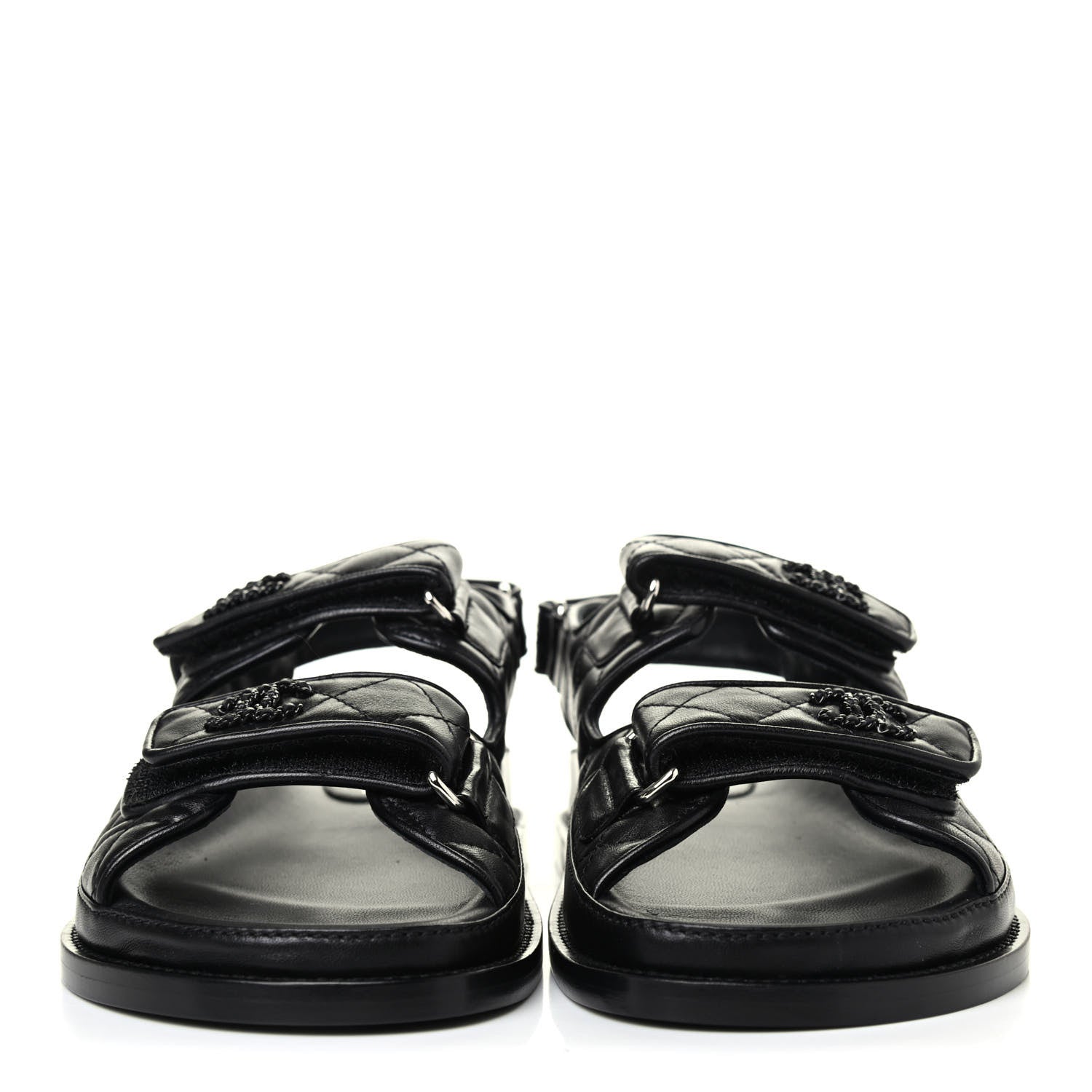 Chanel Lambskin Velcro Dad Sandals 38 Black 2 of 3