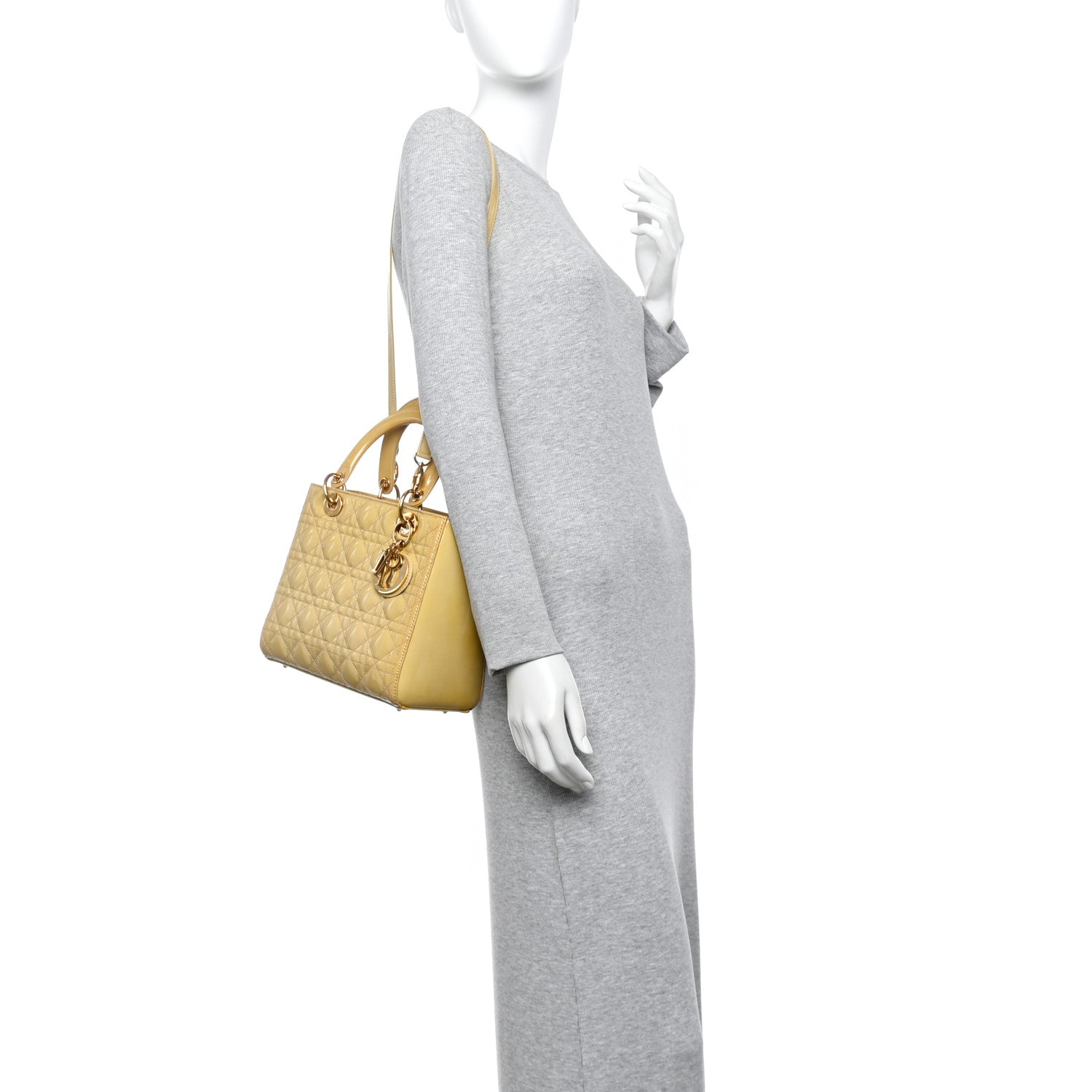 Christian Dior Patent Cannage Medium Lady Dior Beige 2 of 11