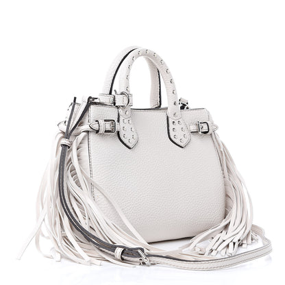 Burberry Grainy Calfskin Studded Fringe Baby Banner Tote White 3 of 10
