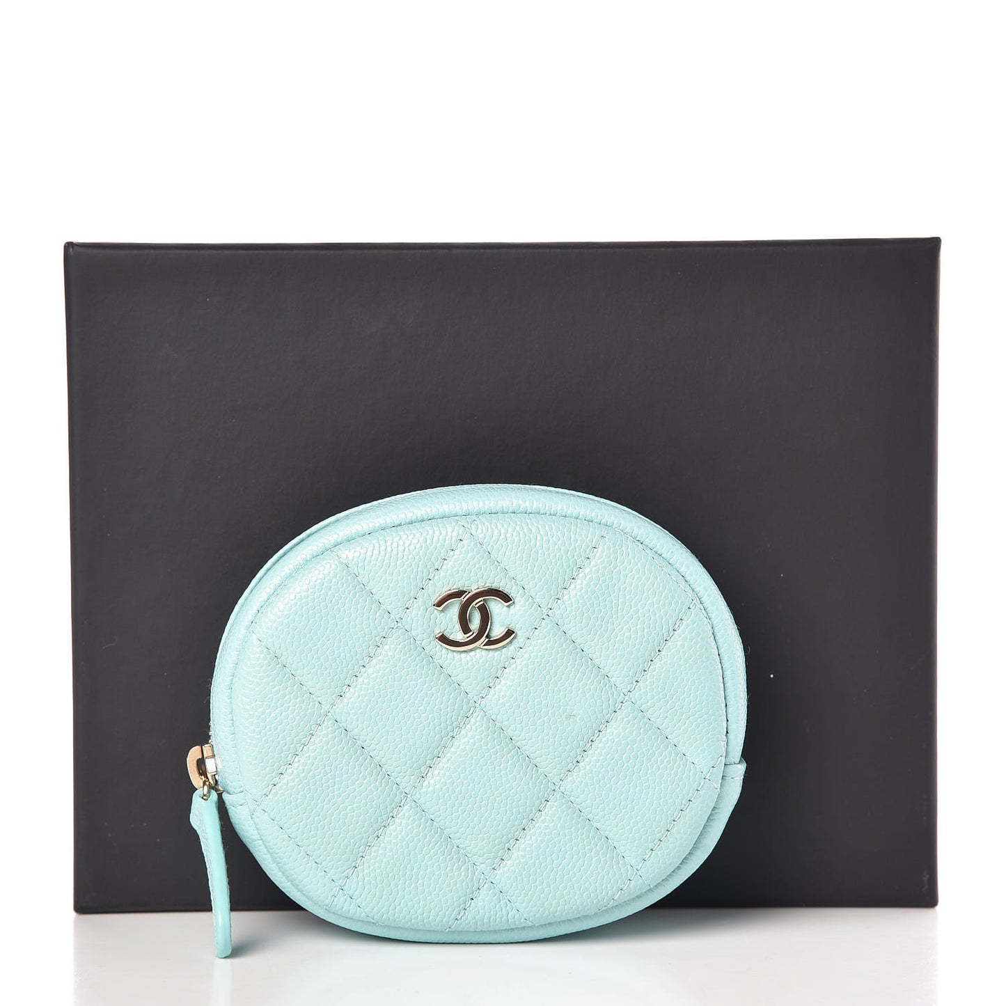 Caviar Quilted Zip Around Classic Coin Purse Light Blue