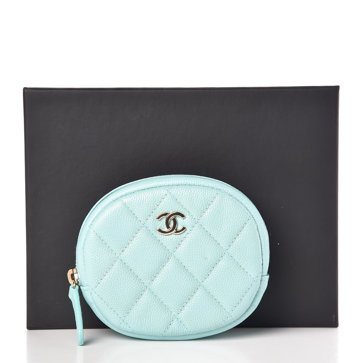 Chanel Caviar Quilted Zip Around Classic Coin Purse Light Blue 8 of 8