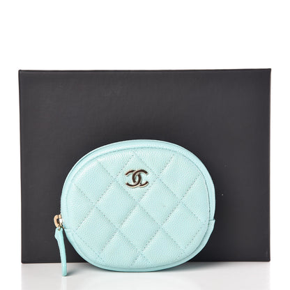 Chanel Caviar Quilted Zip Around Classic Coin Purse Light Blue 8 of 8