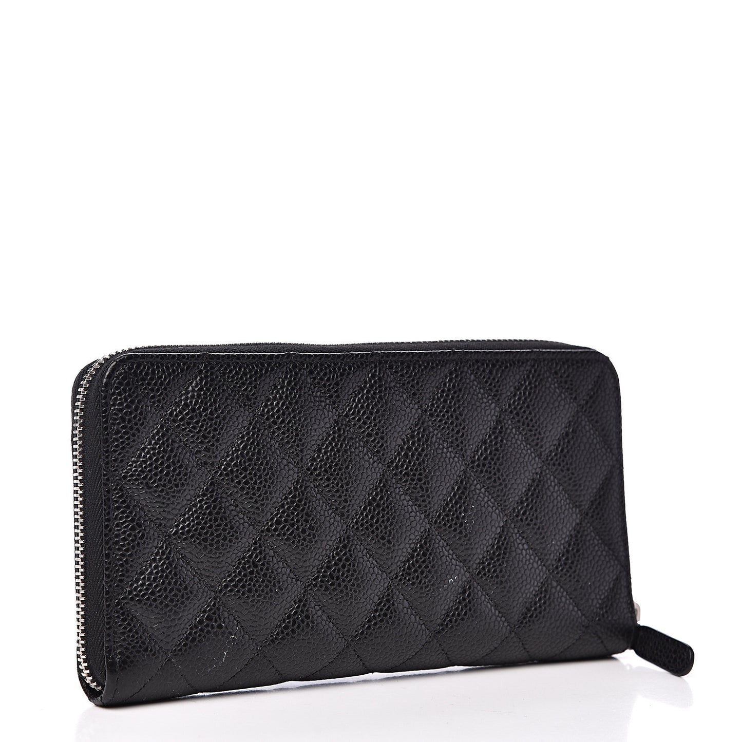 Caviar Quilted Large Gusset Zip Around Wallet Black