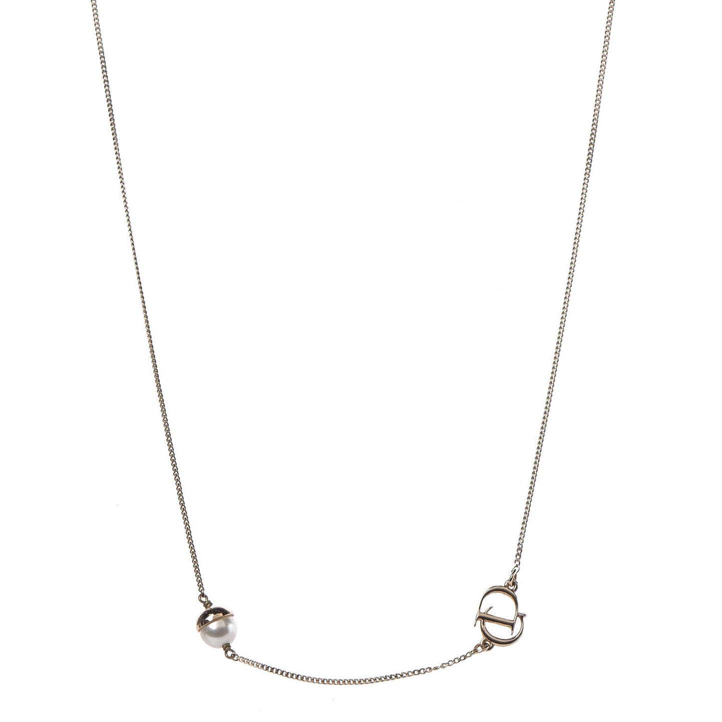 Pearl Mise en Dior Short Necklace Gold