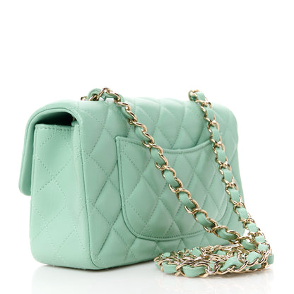 Chanel Lambskin Quilted Mini Rectangular Flap Light Green 3 of 11