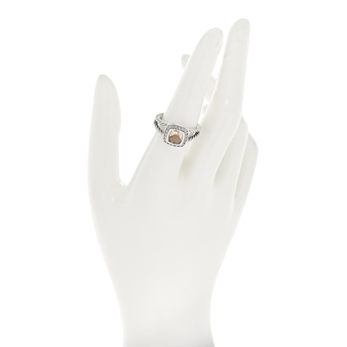 Sterling Silver Diamond Morganite 7mm Petite Albion Ring 57 8