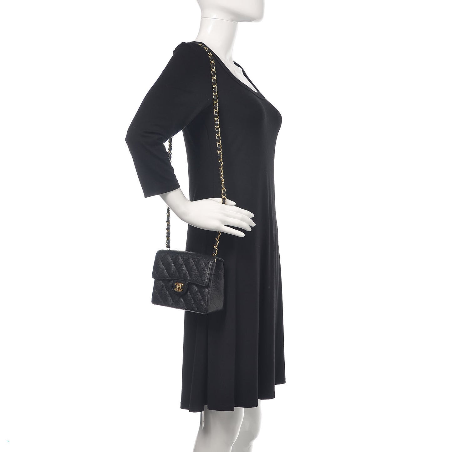 Caviar Quilted Mini Square Flap Black