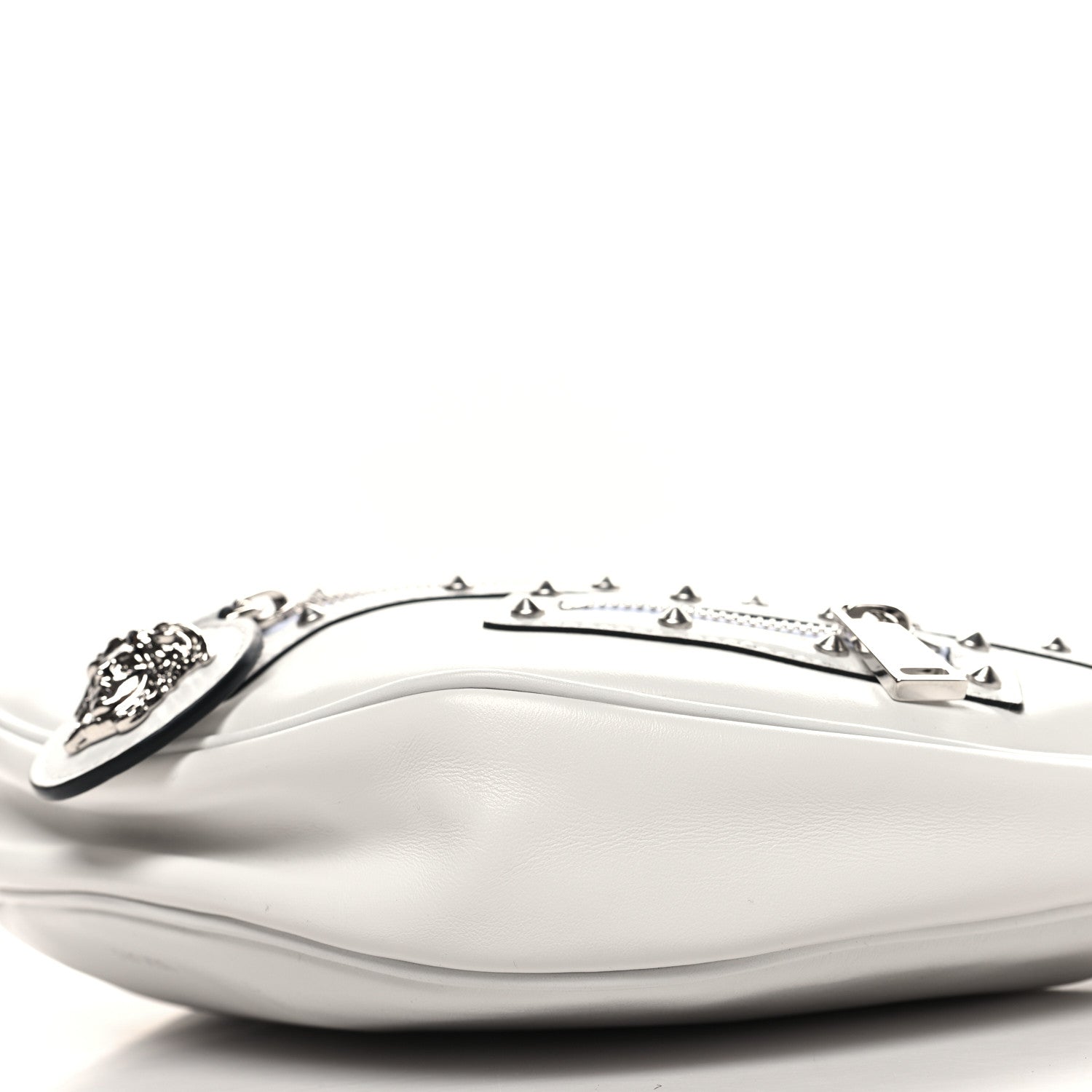 Versace Calfskin Studded Small Repeat Zip Hobo White 9 of 9