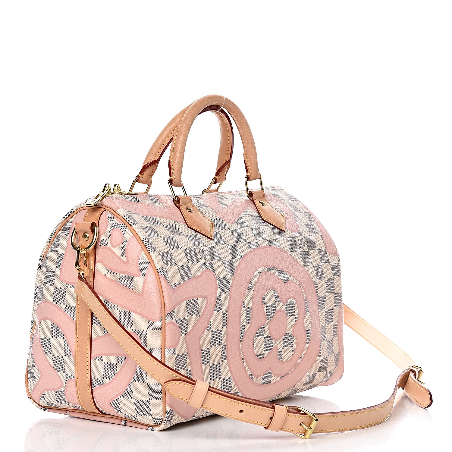 Louis Vuitton Damier Azur Tahitienne Speedy Bandouliere 30 Rose Ballerine 3 of 11