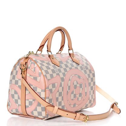 Louis Vuitton Damier Azur Tahitienne Speedy Bandouliere 30 Rose Ballerine 3 of 11