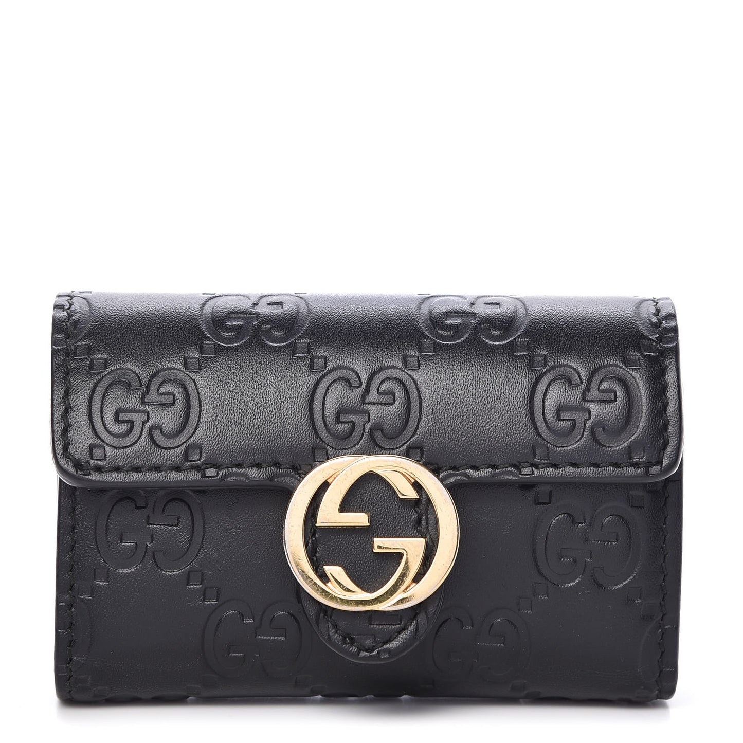 Guccissima Icon Signature 6 Key Holder Case Black