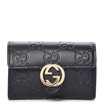 Gucci Guccissima Icon Signature 6 Key Holder Case Black 1 of 20