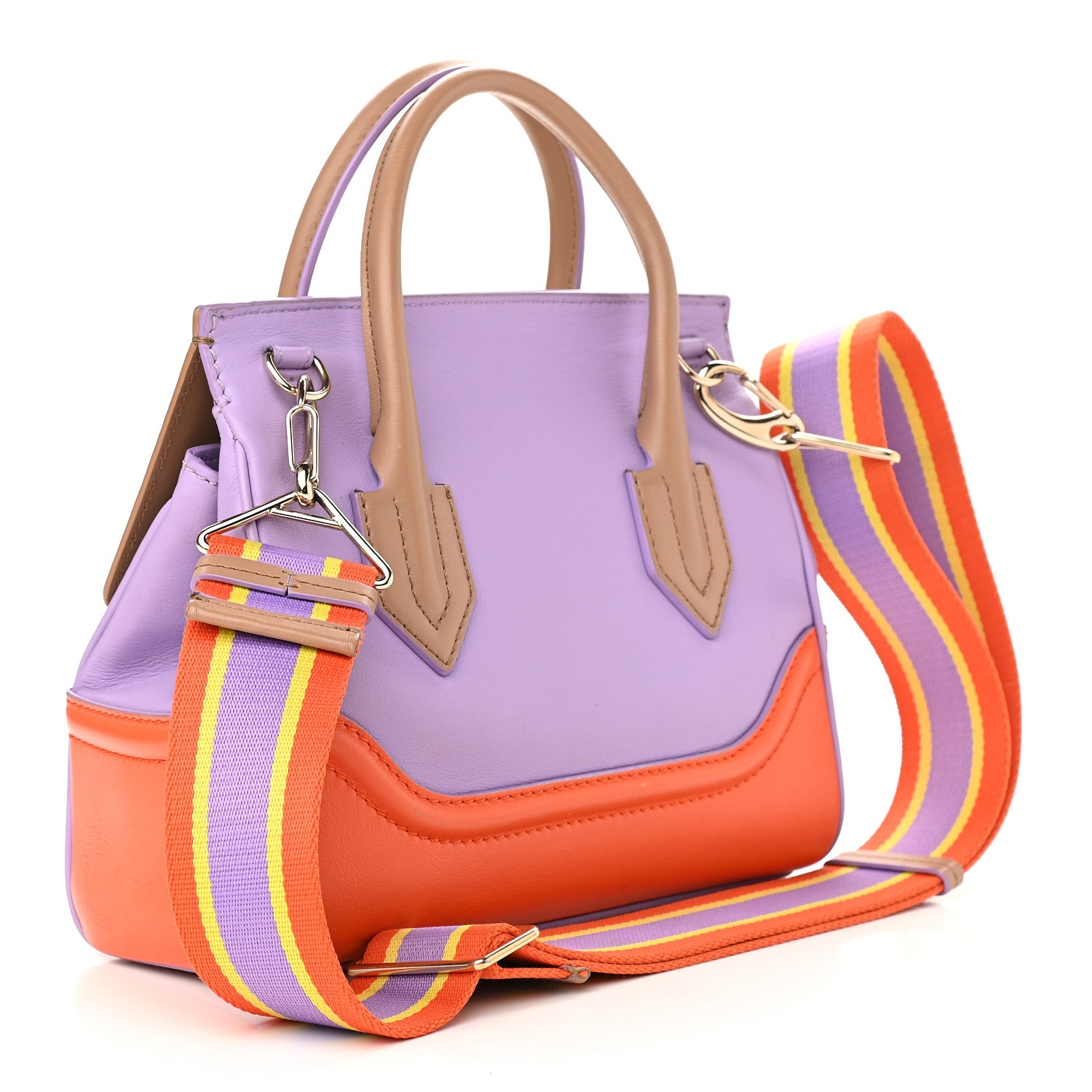 Versace Calfskin Medium Palazzo Empire Bag Purple Orange Tan 3 of 12