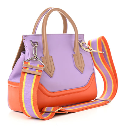 Versace Calfskin Medium Palazzo Empire Bag Purple Orange Tan 3 of 12