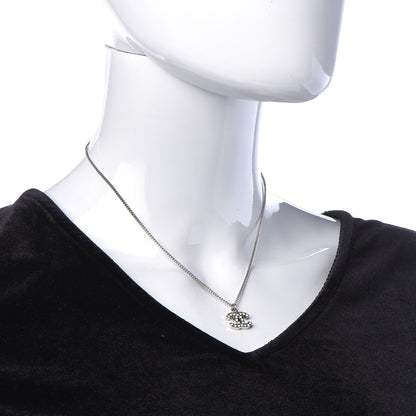 Chanel Crystal Timeless CC Necklace Silver 2 of 6