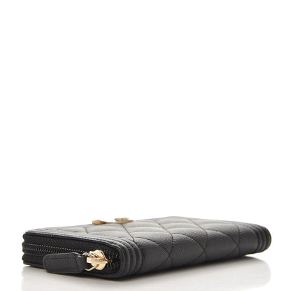 Chanel Caviar Quilted Boy Small Zip Around Wallet Black 4 of 8